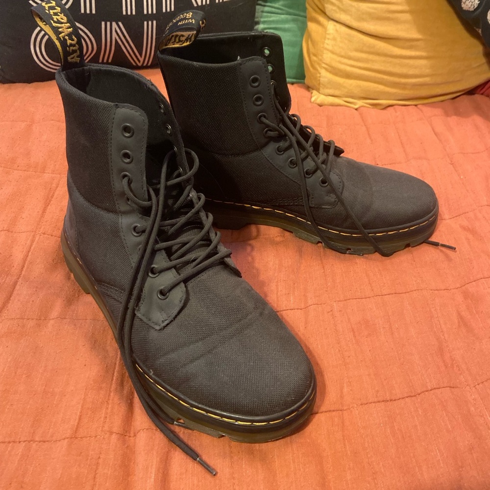 Dr. Marten Combs Black Combat Boots, 10